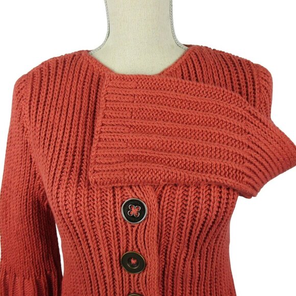 Pure Handknit Cardigan Sweater Size S / M Rich Chunky Knit - Picture 3 of 6
